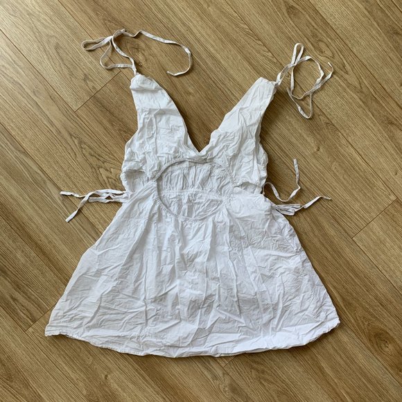 WHITEROOM+CACTUS - White Poplin Side Cut Out Dress - Size L - Picture 6 of 10